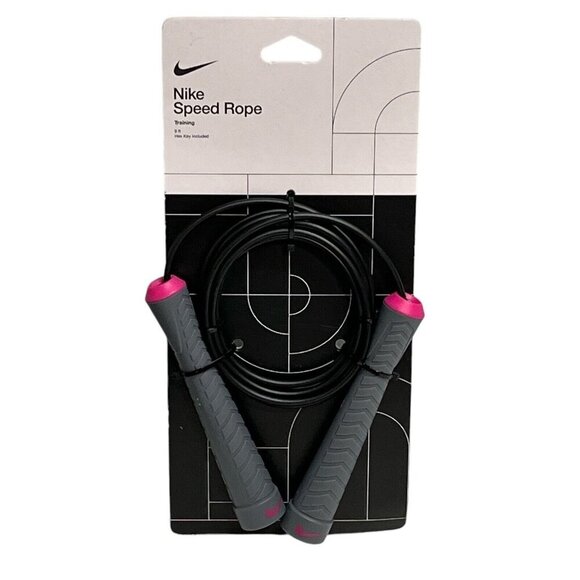 Nike Fundemental 9 Foot Speed Jump Rope Pink Gray Workout - Picture 1 of 4